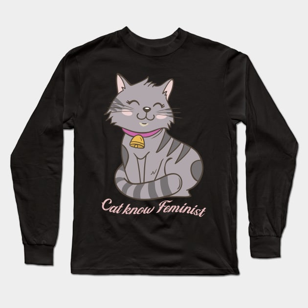 cat know feminist Long Sleeve T-Shirt by Ras-man93